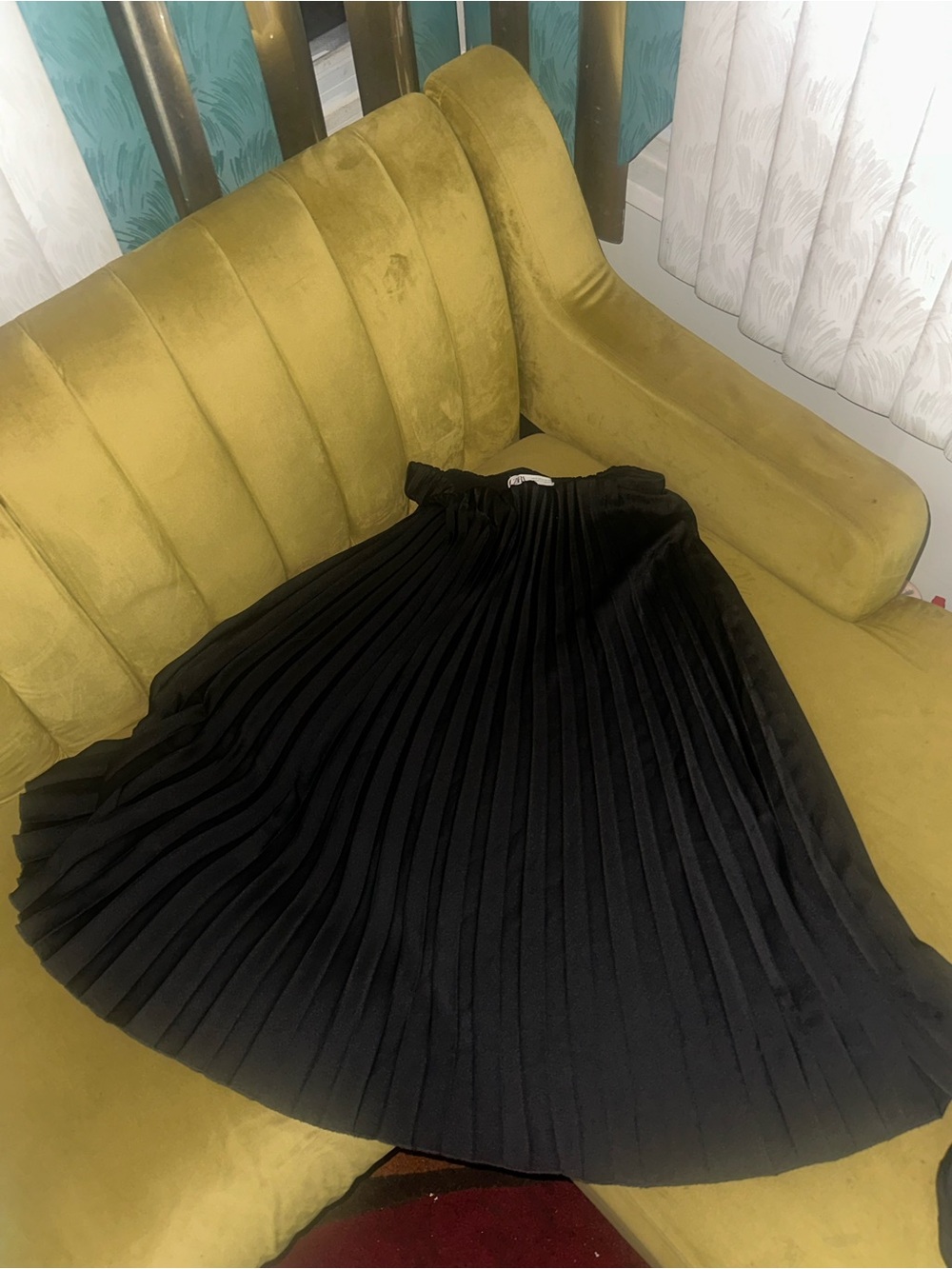 Zara Black Pleated Skater Skirt